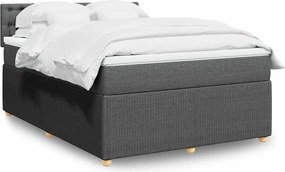 vidaXL Κρεβάτι Boxspring με Στρώμα Σκούρο Γκρι 140x190 εκ. Υφασμάτινο