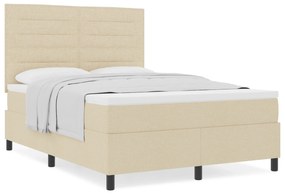 vidaXL Κρεβάτι με κουβέρτα μπεζ 140x200 εκ. ύφασμα