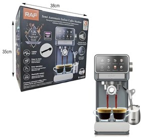 RAF Ημιαυτόματη Ιταλική Καφετιέρα Espresso με Διπλό Λέβητα R-0208 - Semi Automatic Italian Espresso Coffee Machine