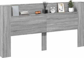 vidaXL Κεφαλάρι αποθήκευσης με LED Γκρι Sonoma Επεξεργασμένο Ξύλο