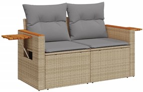 vidaXL Σετ Καναπέ Κήπου 5 τεμ. Μπεζ Συνθετικό Ρατάν με Μαξιλάρι