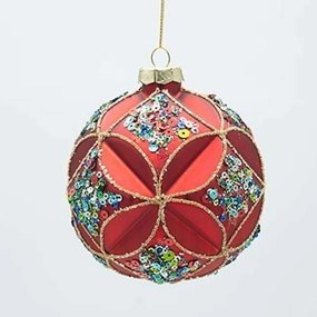 Χριστουγεννιάτικες Μπάλες Πέτρες (Σετ 4Τμχ) 600-47459 10cm Red