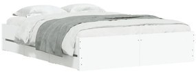 vidaXL Πλαίσιο Κρεβατιού με Συρτάρια Λευκό 135x190 εκ Επεξεργ. Ξύλο