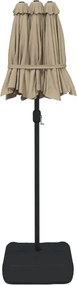 vidaXL Ομπρέλα Κήπου με Διπλή Κορυφή και LED Taupe 316 x 145 εκ.