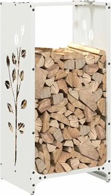 vidaXL Ράφι Καυσόξυλων Λευκό 40x30x80 εκ. Χάλυβας ψυχρής έλασης