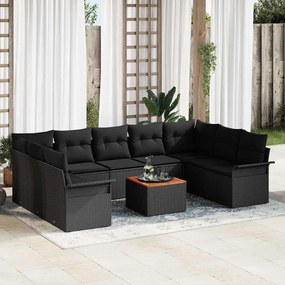 vidaXL Σετ Καναπέ Κήπου 10 pcs Μαύρο Πολυ ράταν