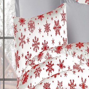 Μαξιλαροθήκη Snowflake 462 White-Red DimCol 50Χ70 Cotton-Polyester
