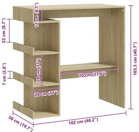 vidaXL Τραπέζι Μπαρ με Ράφια Sonoma Δρυς 100x50x101,5 εκ. Επεξ. Ξύλο