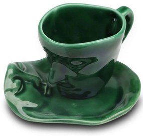 Φλυτζάνια Καφέ Με Πιατάκια (Σετ 2Τμχ) 968HBR1135 15cm Green Aberto Design Κεραμικό