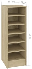 vidaXL Παπουτσοθήκη Sonoma Δρυς 31,5 x 35 x 90 εκ. από Επεξ. Ξύλο