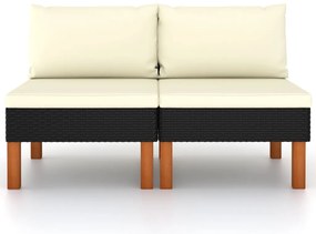 vidaXL Καναπέδες Μεσαίοι 2 τεμ. Συνθετικό Ρατάν/Μασίφ Ξύλο Ευκαλύπτου