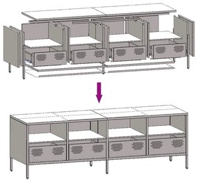 Έπιπλο Τηλεόρασης Ροζ 135x39x43,5 εκ. Ατσάλι Ψυχρής Έλασης - Ροζ