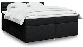 vidaXL Κρεβάτι Boxspring με Στρώμα Μαύρο 200x200 εκ. Υφασμάτινο