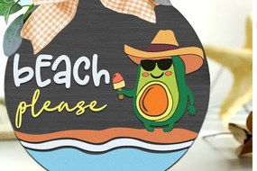 Intra απο ξύλο plywood 3mm-4mm πάχος Παραλία Παρακαλώ , Summer Door Sign Δίασταση 30x20 cm INTRAFABR-119134960