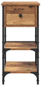 vidaXL Κομοδίνο με συρτάρι Παλαιό ξύλο 34 x 36 x 70 εκ