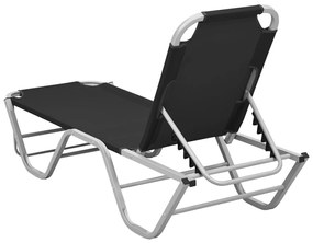 vidaXL Ξαπλώστρα Μαύρη από Αλουμίνιο και Textilene