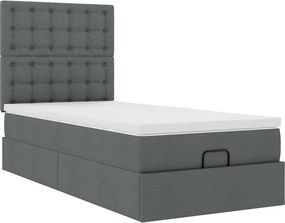 vidaXL Οθωμανικό κρεβάτι με στρώμα σκούρο γκρι 90x200cm ύφασμα