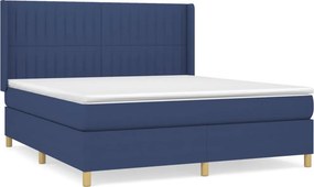 vidaXL Κρεβάτι Boxspring με Στρώμα Μπλε 180x200 εκ. Υφασμάτινο