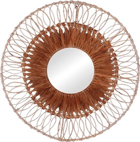 Καθρέπτης Cermine Inart ψάθα σε φυσική απόχρωση Φ80x12εκ