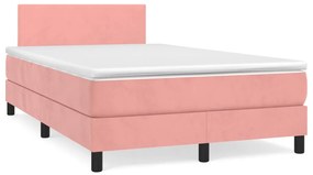vidaXL Κρεβάτι Boxspring με Στρώμα Ροζ 120x190 εκ. Βελούδινο