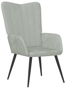 vidaXL Πολυθρόνα Relax Ανοιχτό Γκρι Βελούδινη με Σκαμπό