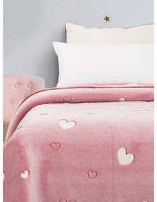 Κουβέρτα φωσφοριζέ αγκαλιας Hearts Pink 80x90
