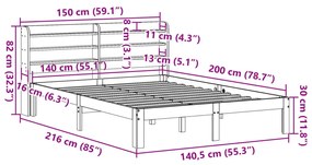 ΣΚΕΛΕΤΟΣ ΚΡΕΒΑΤΙΟΥ ΧΩΡΙΣ ΣΤΡΩΜΑ ΚΑΦΕ 140X200 ΜΑΣΙΦ ΞΥΛΟ ΠΕΥΚΟΥ 3306806