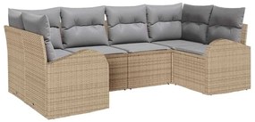 vidaXL Σετ Καναπέ Κήπου 6 pcs Μπεζ Πολυ ράταν