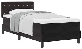 vidaXL Κρεβάτι με Ελατήρια και Στρώμα Μαύρο 90 x 190 cm ύφασμα