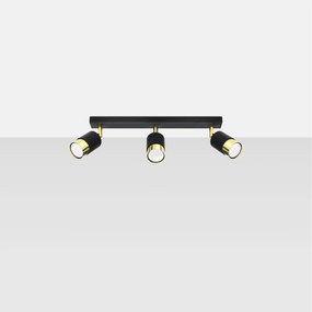 Sollux Φωτιστικό οροφής Nero 3,ατσάλι,3xGU10/40w,μαύρο,χρυσό