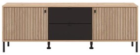 Έπιπλο τηλεόρασης Mayenne 157 3K2F2V Artisan Oak - Μαύρο Ματ 157x40x55 εκ. 157x40x55 εκ.