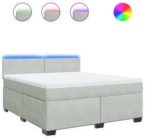 Κρεβάτι Boxspring με Στρώμα Ανοιχτό Γκρι 180x200 εκ. Βελούδινο - Γκρι