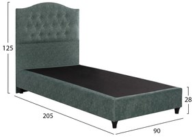 Επενδυμένο Κρεβάτι MALENA Μονό Nubuck Πράσινο 90x200 εκ. 90x205x125 εκ.