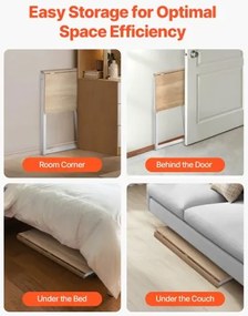 VEVOR Folding Desk, 80 cm Small Foldable Table for Compact Spaces, Space Saving Computer Table, Sturdy Particleboard with Storage Hooks, Writing Workstation for Home Office, Easy Assembly, Oak