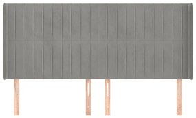Κεφαλάρι με Πτερύγια Ανοιχτό Γκρι 163x16x118/128 εκ. Βελούδινο 3119872