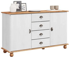 vidaXL Πλαϊνό γραφείο Λευκό 133.5 x 40 x 79 εκ. Μασίφ ξύλο πεύκου