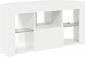vidaXL Γωνιακός LED Τηλεοπτικός Κάμπινγκ Υψηλή γυαλιστερή Λευκή