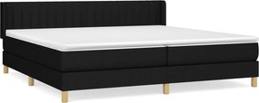 vidaXL Κρεβάτι Boxspring με Στρώμα Μαύρο 200x200 εκ. Υφασμάτινο