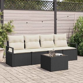 vidaXL Σετ Καναπέ Κήπου 5 pcs Μαύρο, Κρέμα 55 x 55 x 37 εκ