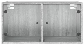 vidaXL Κομοδίνα 2 τεμ. Γκρι Sonoma 68,5x37x35 εκ. με Γυάλινες Πόρτες