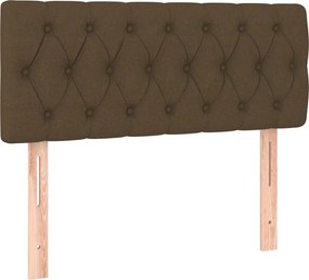 vidaXL Κρεβάτι Boxspring με Στρώμα Σκούρο Καφέ 100x200 εκ. Υφασμάτινο