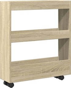vidaXL Τρόλεϊ Αποθήκευσης Στενό 3 Επιπέδων Sonoma Δρυς Επεξ. Ξύλο