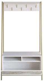 Έπιπλο Εισόδου Devin 788DEC4016 94x35,3x180cm Marble Effect White-Gold Μοριοσανίδα, Μέταλλο