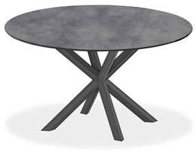 Τραπέζι Orion Φαγητού Στρογγυλό, με σκελετό αλουμινίου, επιφάνεια compact, ανθρακί, Φ128x75Η, BIO