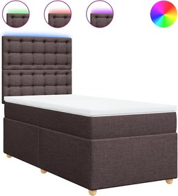 vidaXL Κρεβάτι Boxspring με Στρώμα Σκούρο Καφέ 100x200 εκ. Υφασμάτινο