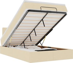 vidaXL Οθωμανικό κρεβάτι με στρώμα Cream 120x200cm ύφασμα
