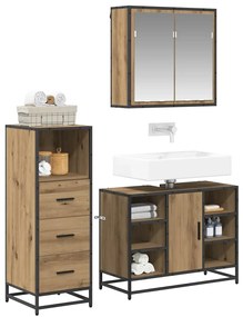 vidaXL Σετ Επίπλων Μπάνιου 3 pcs Artisan Oak Επεξεργασμένο ξύλο