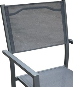 Πολυθρόνα Moly pakoworld  ανθρακί αλουμίνιο-textilene 61x56.5x87.5εκ