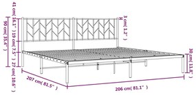 Πλαίσιο Κρεβατιού με Κεφαλάρι Λευκό 200 x 200 εκ. Μεταλλικό