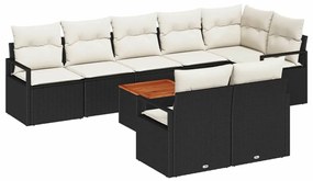 vidaXL Σετ Καναπέ Κήπου με μαξιλάρι 9 pcs Μαύρο συνθετικό ρατάν